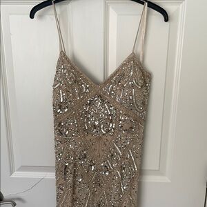 Aidan Maddox 
Elegant Sequin Embellished Dress
Silver with Beige